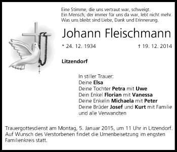 Anzeige von Johann Fleischmann von MGO
