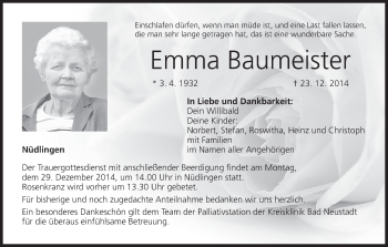 Anzeige von Emma Baumeister von MGO