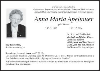 Anzeige von Anna Maria Apeltauer von MGO