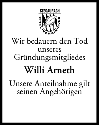 Anzeige von Willi Arneth von MGO