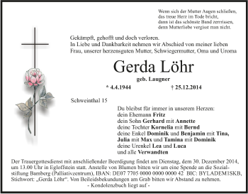Anzeige von Gerda Löhr von MGO