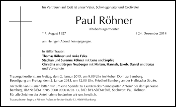 Anzeige von Paul Röhner von MGO