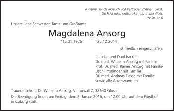Anzeige von Magdalena Ansorg von MGO