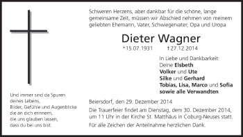 Anzeige von Dieter Wagner von MGO