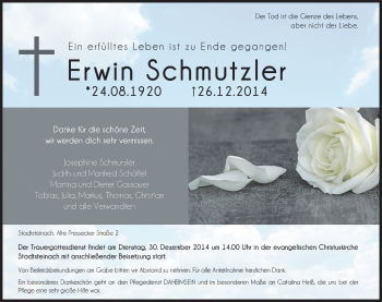 Anzeige von Erwin Schmutzler von MGO