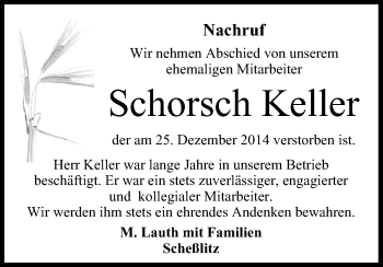 Anzeige von Schorsch Keller von MGO