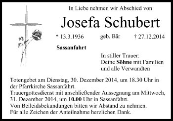 Anzeige von Josefa Schubert von MGO