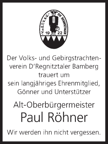 Anzeige von Paul Röhner von MGO