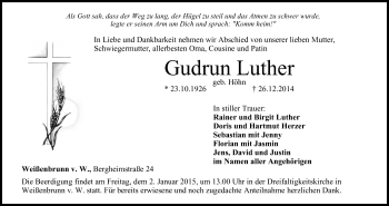Anzeige von Gudrun Luther von MGO