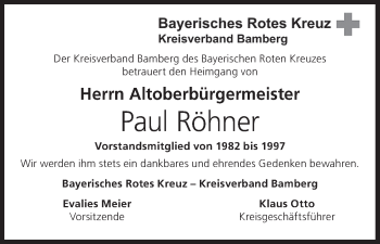 Anzeige von Paul Röhner von MGO