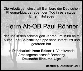 Anzeige von Paul Röhner von MGO