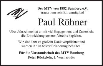 Anzeige von Paul Röhner von MGO