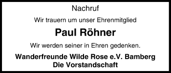 Anzeige von Paul Röhner von MGO