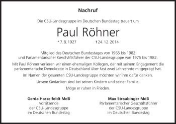 Anzeige von Paul Röhner von MGO