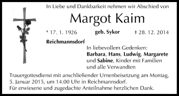 Anzeige von Margot Kaim von MGO