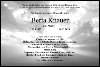 Anzeige von Berta Knauer von MGO