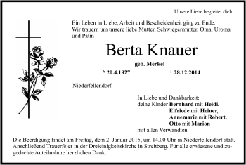 Anzeige von Berta Knauer von MGO