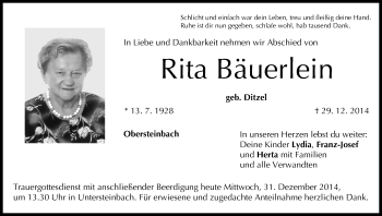 Anzeige von Rita Bäuerlein von MGO