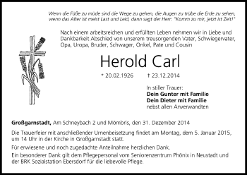 Anzeige von Herold Carl von MGO