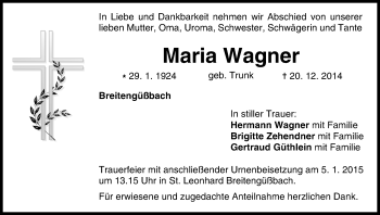 Anzeige von Maria Wagner von MGO