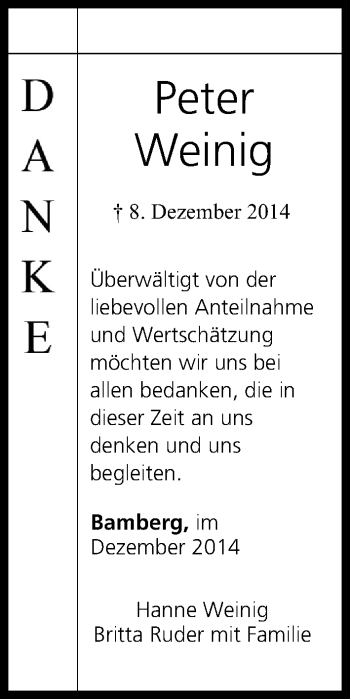 Anzeige von Peter Weinig von MGO