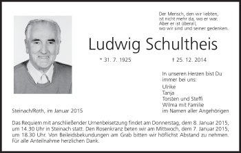 Anzeige von Ludwig Schultheis von MGO
