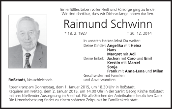 Anzeige von Raimund Schwinn von MGO