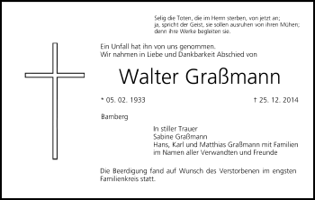 Anzeige von Walter Graßmann von MGO