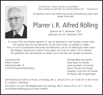 Anzeige von Alfred Rölling von MGO
