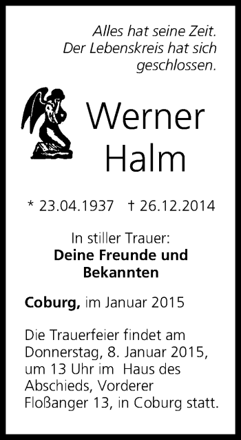 Anzeige von Werner Halm von MGO