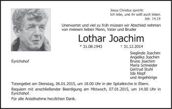 Anzeige von Lothar Joachim von MGO