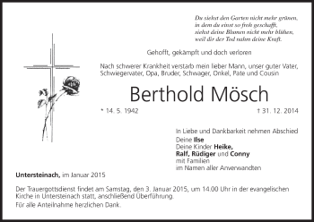Anzeige von Berthold Mösch von MGO