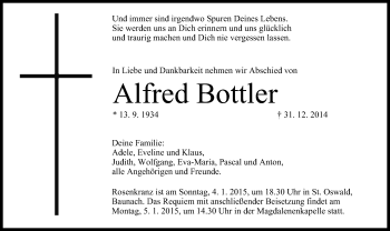 Anzeige von Alfred Bottler von MGO