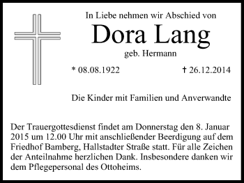 Anzeige von Dora Lang von MGO