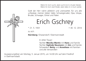 Anzeige von Erich Gschrey von MGO