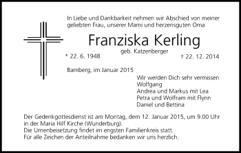 Anzeige von Franziska Kerling von MGO