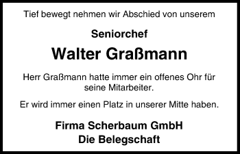 Anzeige von Walter Graßmann von MGO