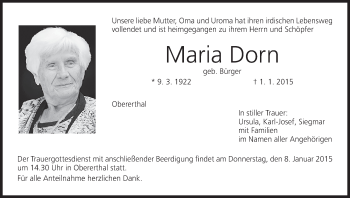 Anzeige von Maria Dorn von MGO