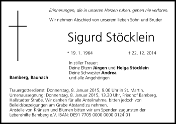 Anzeige von Sigurd Stöcklein von MGO