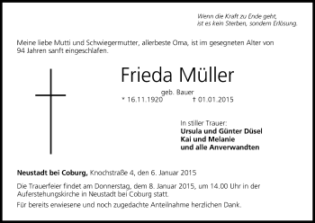 Anzeige von Frieda Müller von MGO