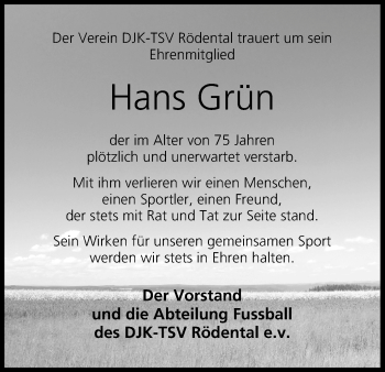 Anzeige von Hans Grün von MGO