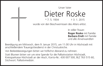 Anzeige von Dieter Roske von MGO