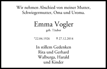 Anzeige von Emma Vogler von MGO