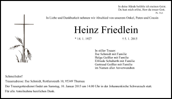 Anzeige von Heinz Friedlein von MGO