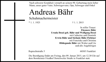 Anzeige von Andreas Bähr von MGO