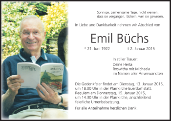 Anzeige von Emil Büchs von MGO