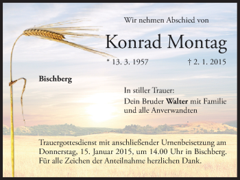 Anzeige von Konrad Montag von MGO