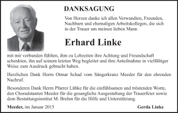 Anzeige von Erhard Linke von MGO