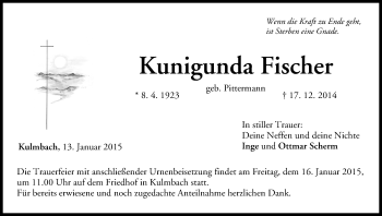 Anzeige von Kunigunda Fischer von MGO