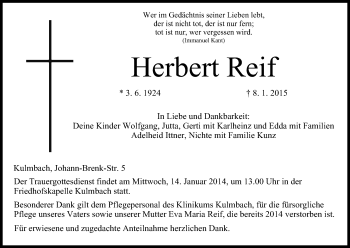 Anzeige von Herbert Reif von MGO